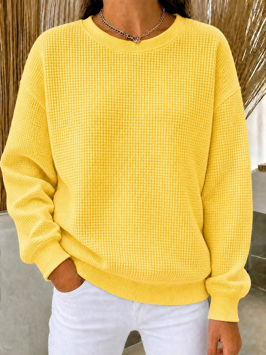 SOLDES DÉSTOCKAGE🔥Sweat-shirt Gaufré Col Rond pour Femme