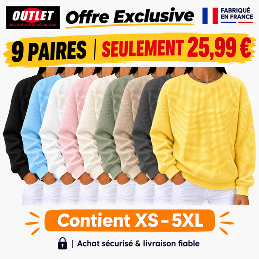 SOLDES DÉSTOCKAGE🔥Sweat-shirt Gaufré Col Rond pour Femme